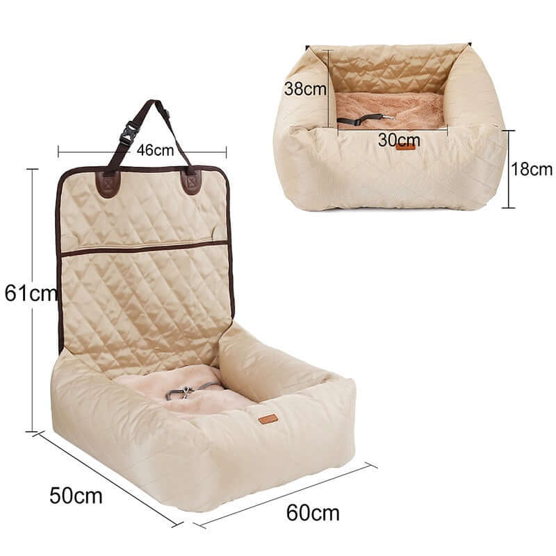 2-in-1 Foldable Dog Car Seat Bed - Waterproof Travel Mattress