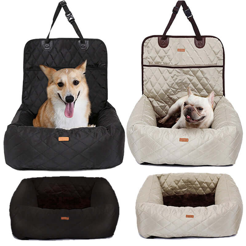  2-in-1 Foldable Dog Car Seat Bed - Waterproof Travel Mattress
