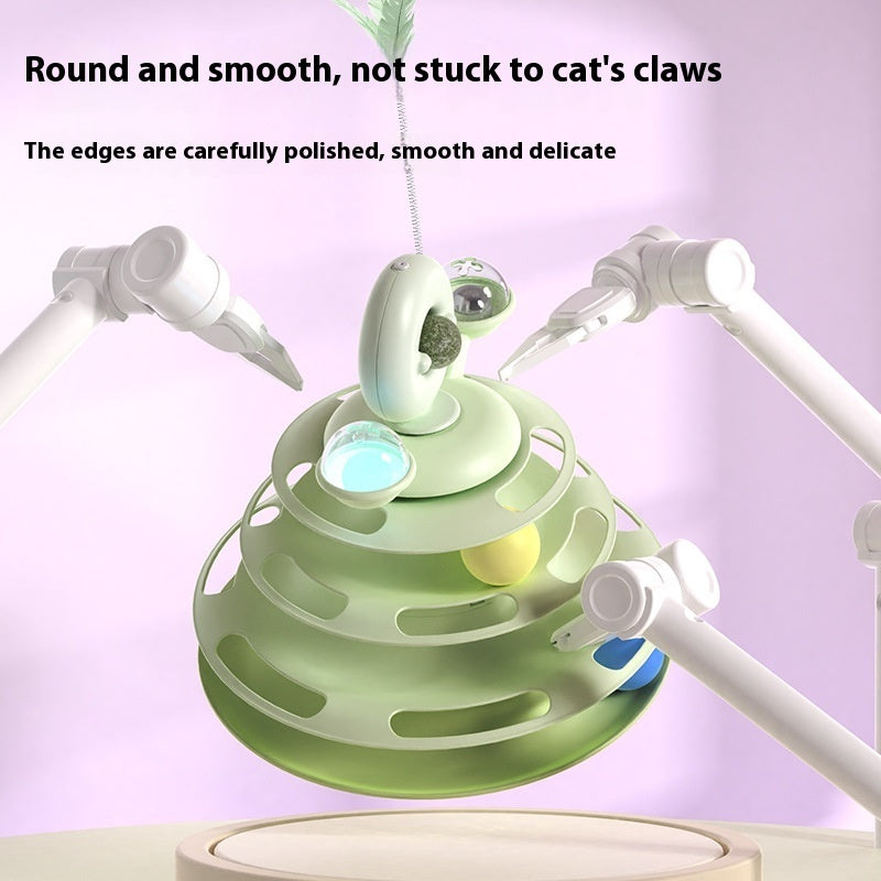 4-Level Cat Toy Tower with Interactive Rolling Balls