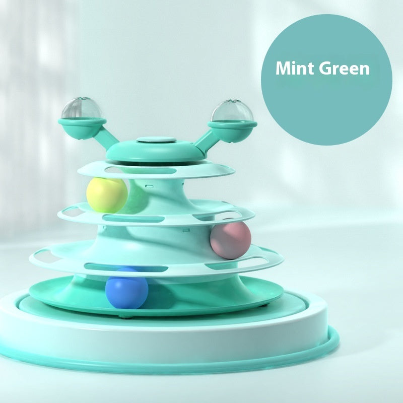 4-Level Cat Toy Tower with Interactive Rolling Balls