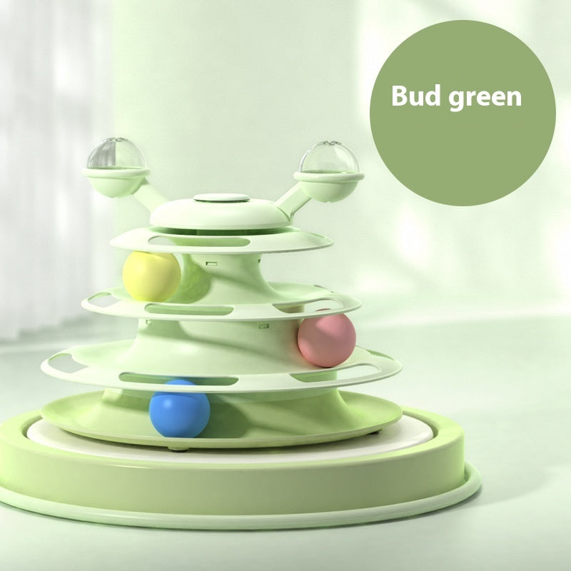 4-Level Cat Toy Tower with Interactive Rolling Balls