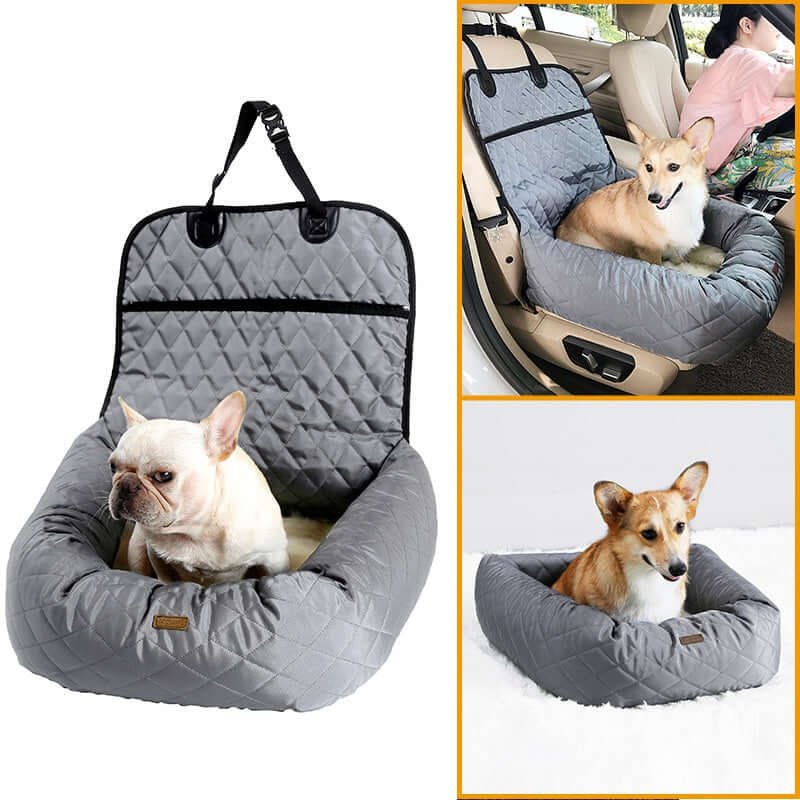  2-in-1 Foldable Dog Car Seat Bed - Waterproof Travel Mattress