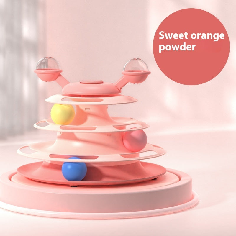 4-Level Cat Toy Tower with Interactive Rolling Balls