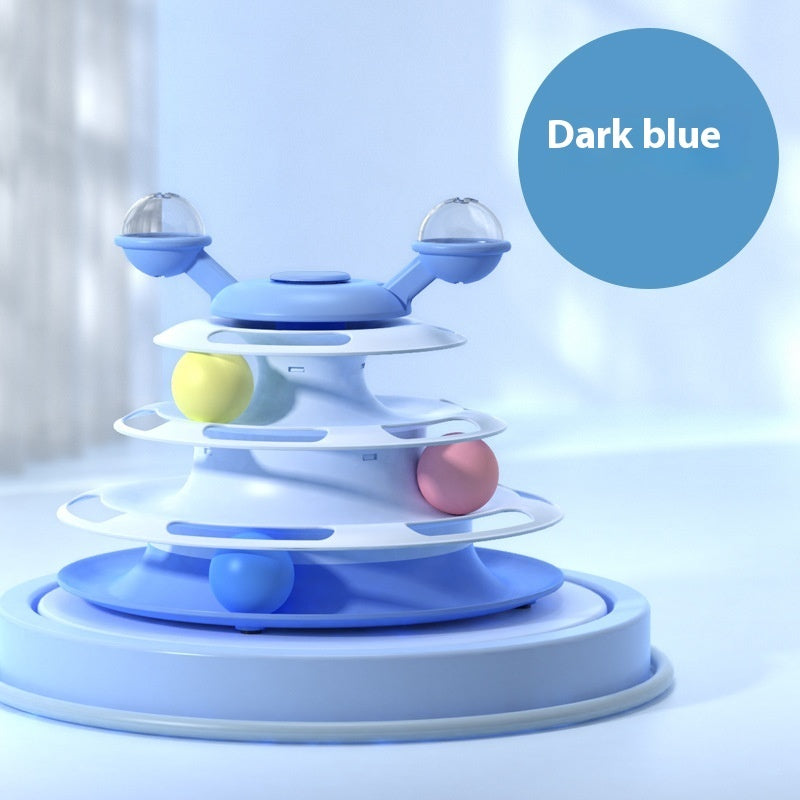4-Level Cat Toy Tower with Interactive Rolling Balls