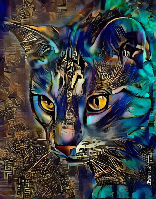 Abstract Colorful Pop Art Cat Canvas Wall Decor