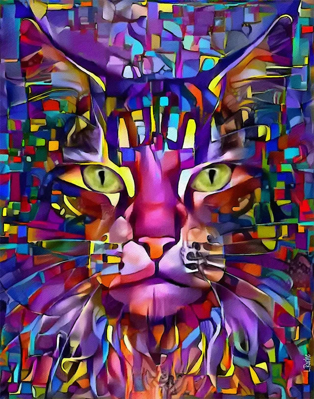 Abstract Colorful Pop Art Cat Canvas Wall Decor