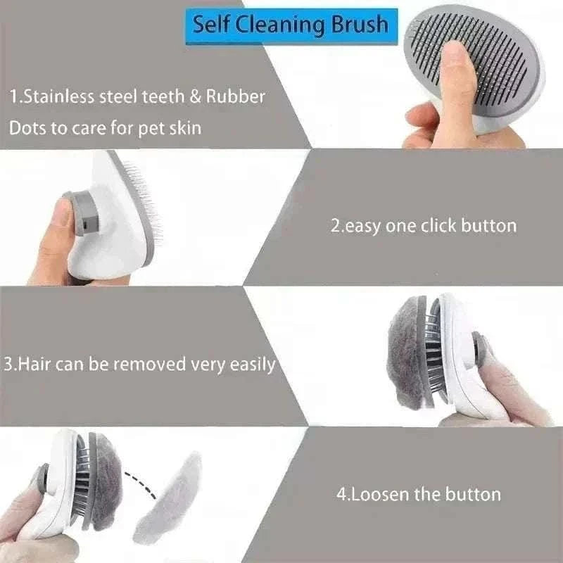 Dog Grooming Brush Massage Comb with Easy Clean FeatureThe Dog Grooming Brush Massage Comb with Easy Clean Feature is designed to gently remove loose hair while eliminating tangles, knots, dander, and trapped dirt. IdealHappy PawsHappy PawsDog Grooming Brush