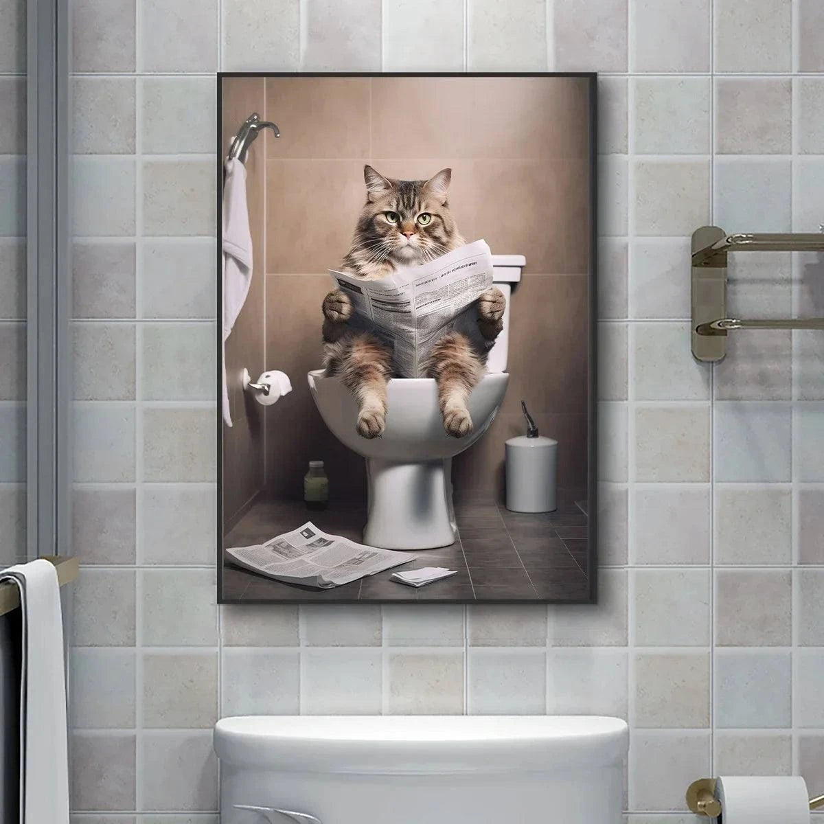 Funny Cat Canvas Wall Art for Bathroom Décor🐾 Bring Humor to Your Bathroom Walls
Turn your bathroom into a conversation starter with this Funny Cat Canvas Wall Art for Bathroom! Featuring a cute cat sitting oHappy PawsHappy PawsFunny Cat Canvas Wall Art