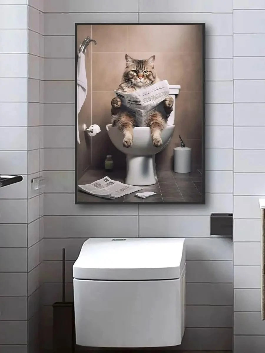 Funny Cat Canvas Wall Art for Bathroom Décor🐾 Bring Humor to Your Bathroom Walls
Turn your bathroom into a conversation starter with this Funny Cat Canvas Wall Art for Bathroom! Featuring a cute cat sitting oHappy PawsHappy PawsFunny Cat Canvas Wall Art