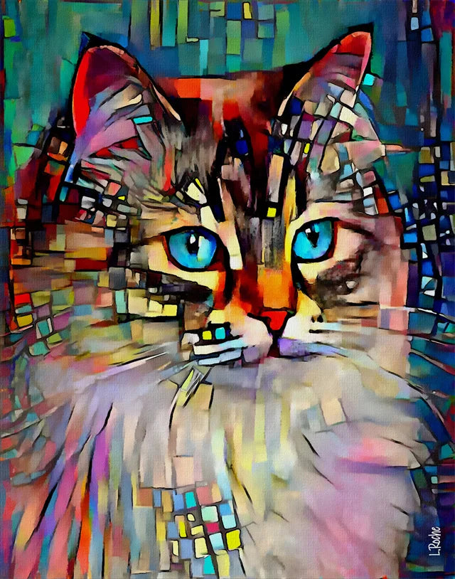 Abstract Colorful Pop Art Cat Canvas Wall Decor