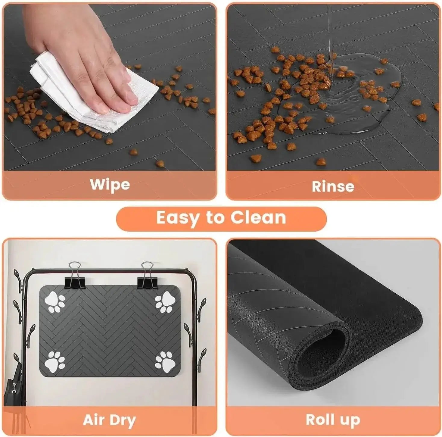 Pets Feeding Mat-Absorbent Waterproof Placemat for Food and Water Bowl