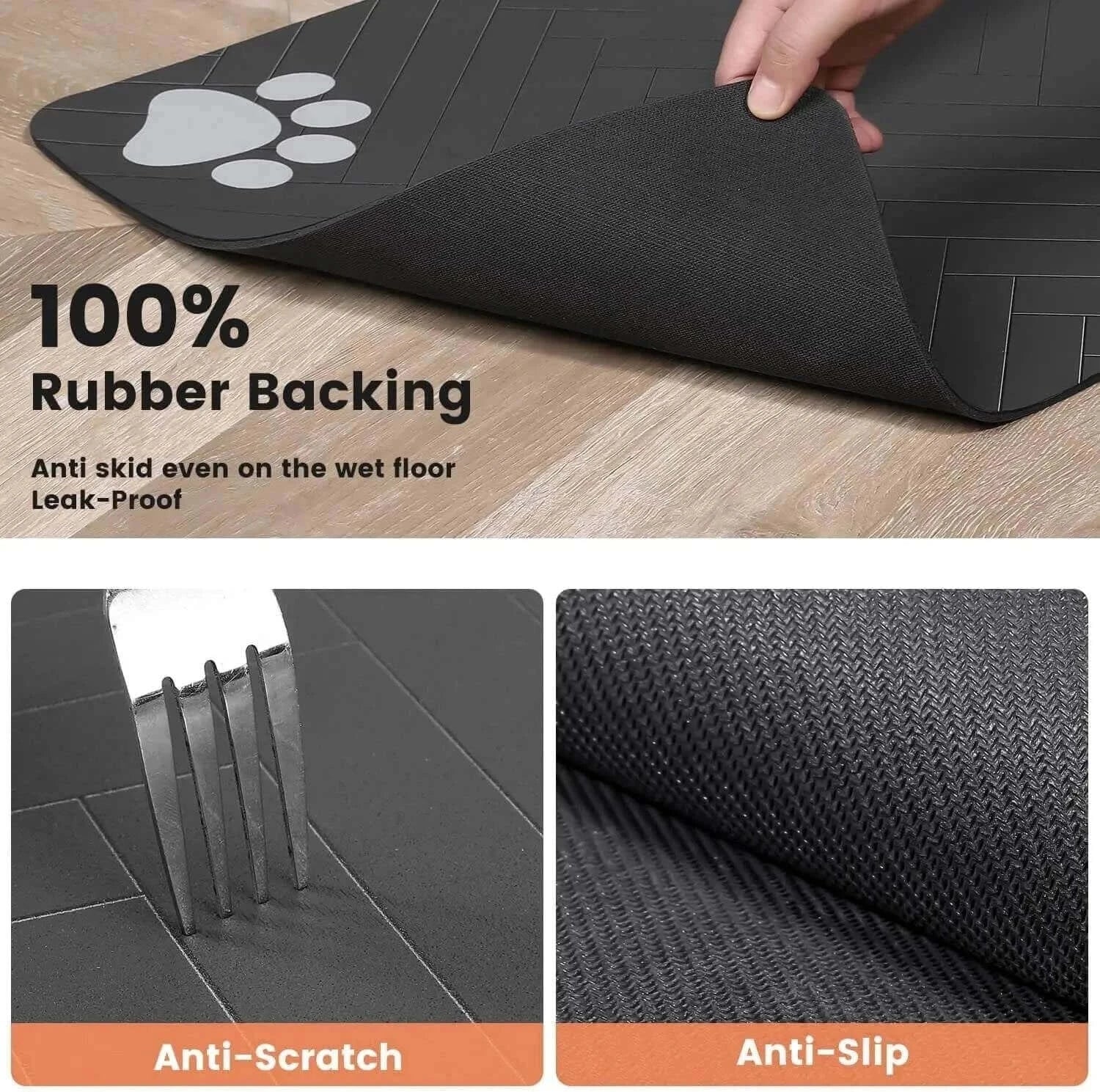 Pets Feeding Mat-Absorbent Waterproof Placemat for Food and Water Bowl