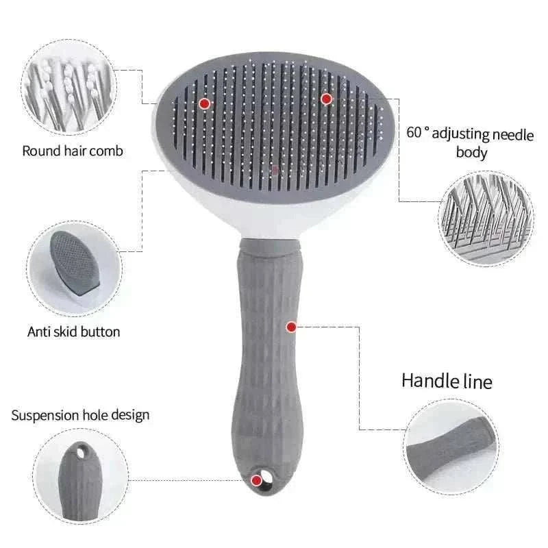 Dog Grooming Brush Massage Comb with Easy Clean FeatureThe Dog Grooming Brush Massage Comb with Easy Clean Feature is designed to gently remove loose hair while eliminating tangles, knots, dander, and trapped dirt. IdealHappy PawsHappy PawsDog Grooming Brush
