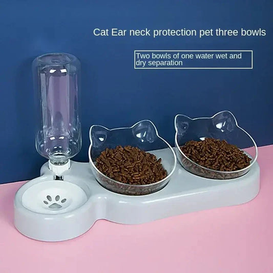 Automatic Cat Feeder with water dispenser on kitchen floor