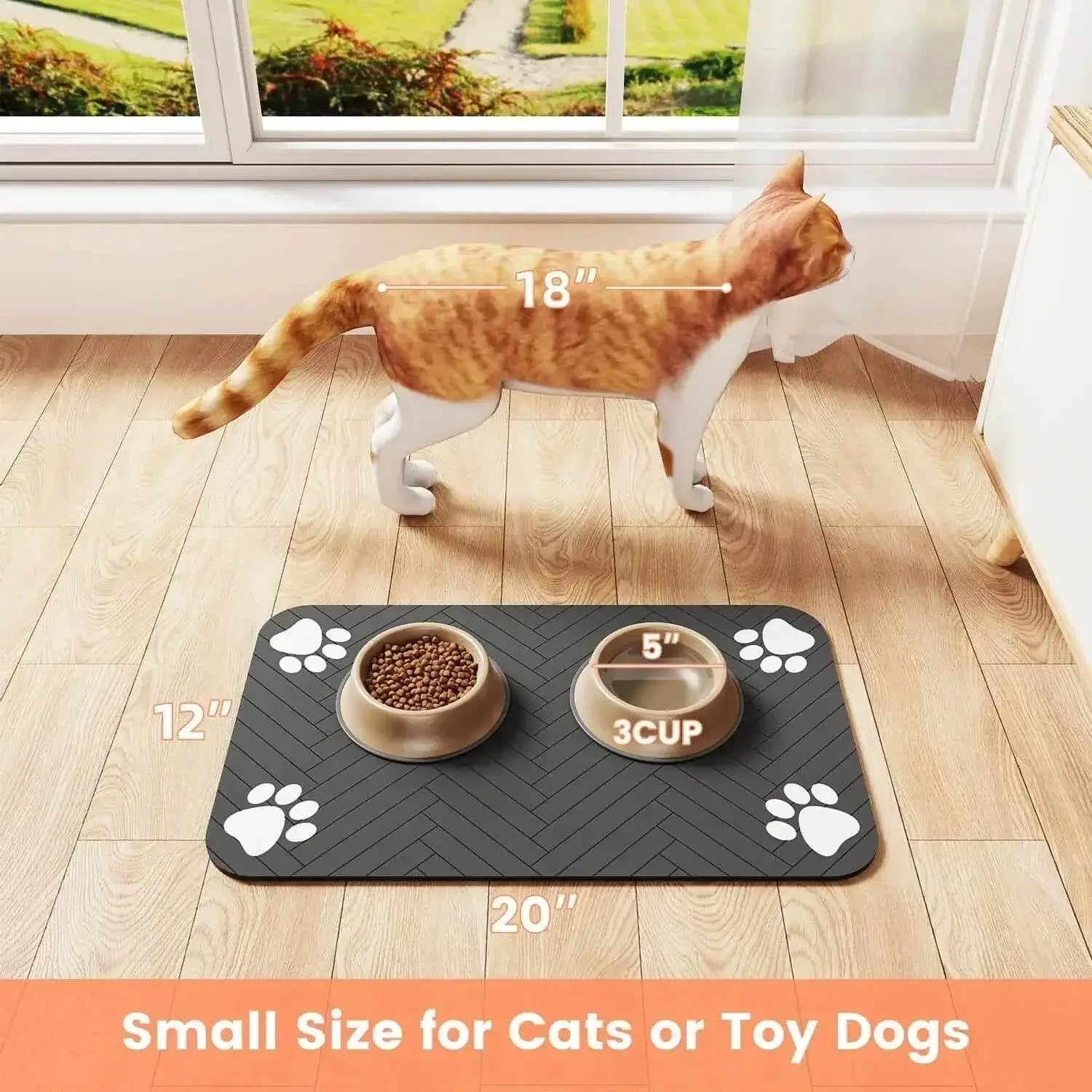 Pets Feeding Mat-Absorbent Waterproof Placemat for Food and Water Bowl