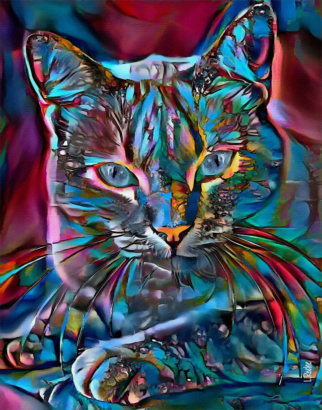 Abstract Colorful Pop Art Cat Canvas Wall Decor