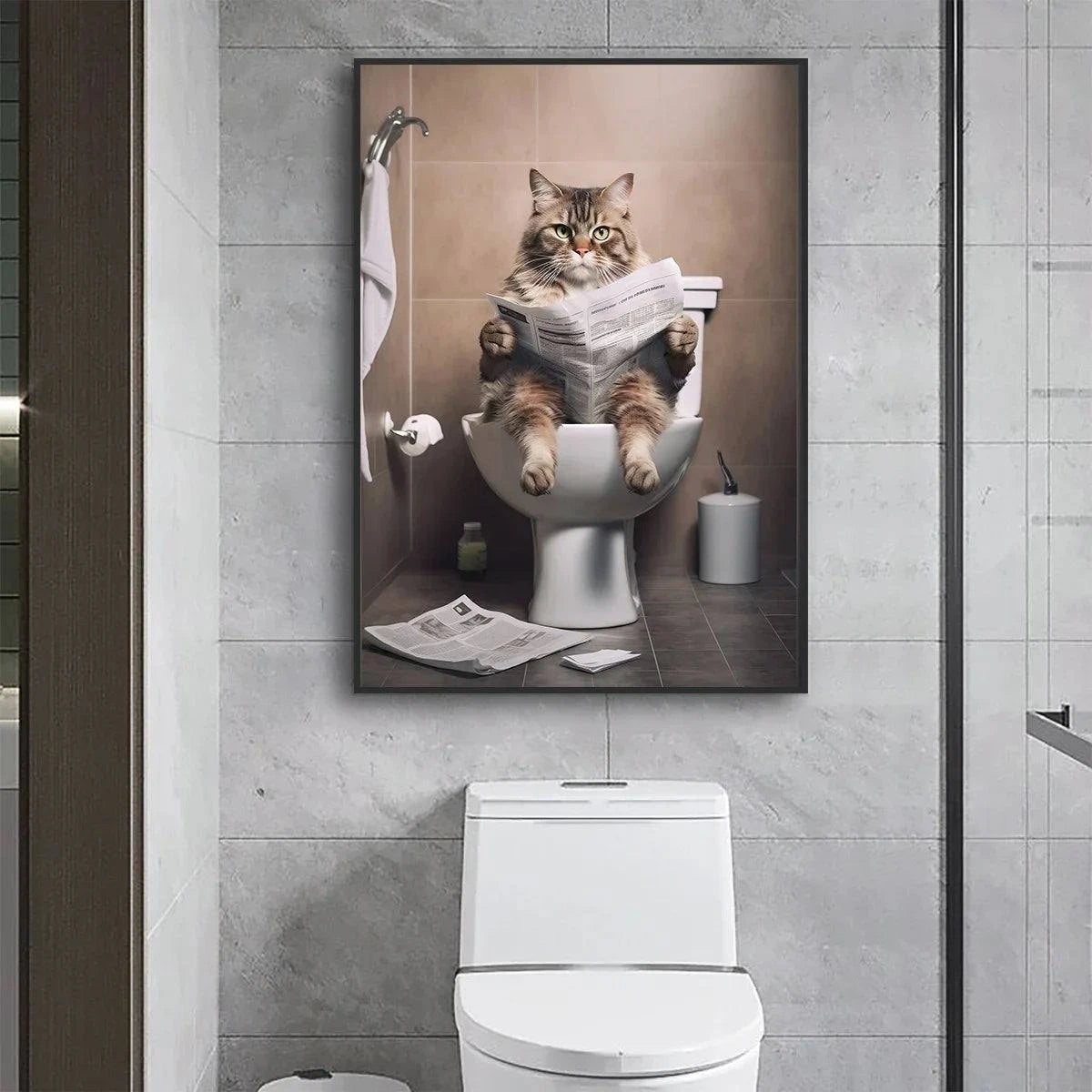 Funny Cat Canvas Wall Art for Bathroom Décor🐾 Bring Humor to Your Bathroom Walls
Turn your bathroom into a conversation starter with this Funny Cat Canvas Wall Art for Bathroom! Featuring a cute cat sitting oHappy PawsHappy PawsFunny Cat Canvas Wall Art