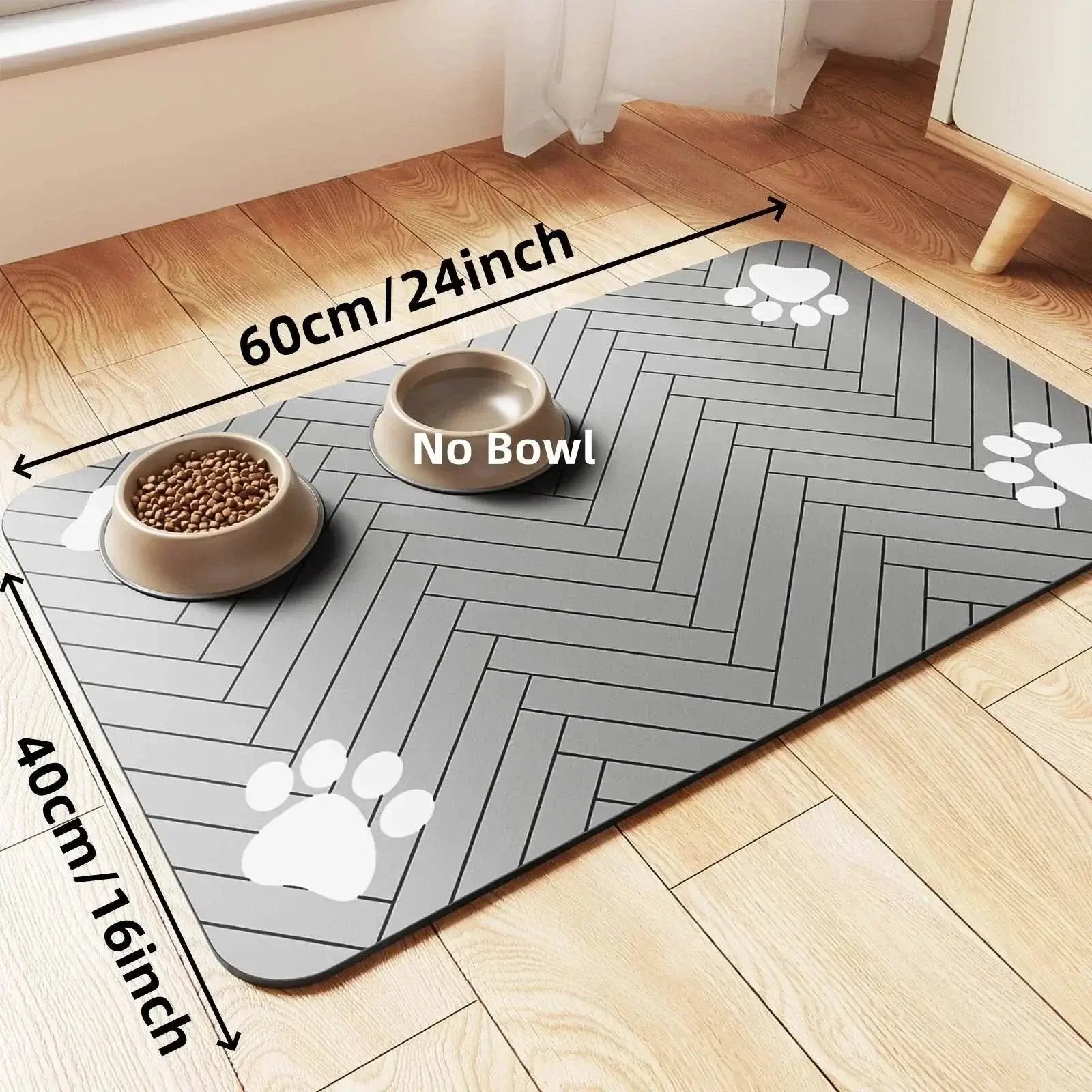 Pets Feeding Mat-Absorbent Waterproof Placemat for Food and Water Bowl