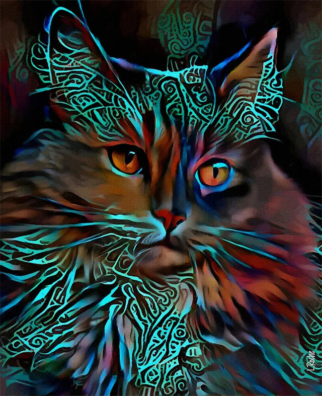 Abstract Colorful Pop Art Cat Canvas Wall Decor