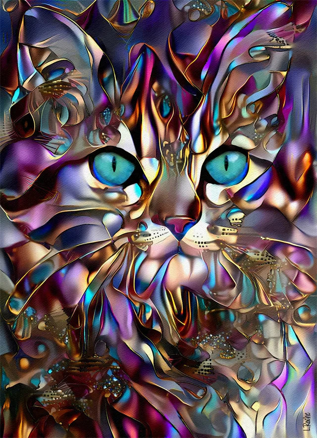 Abstract Colorful Pop Art Cat Canvas Wall Decor