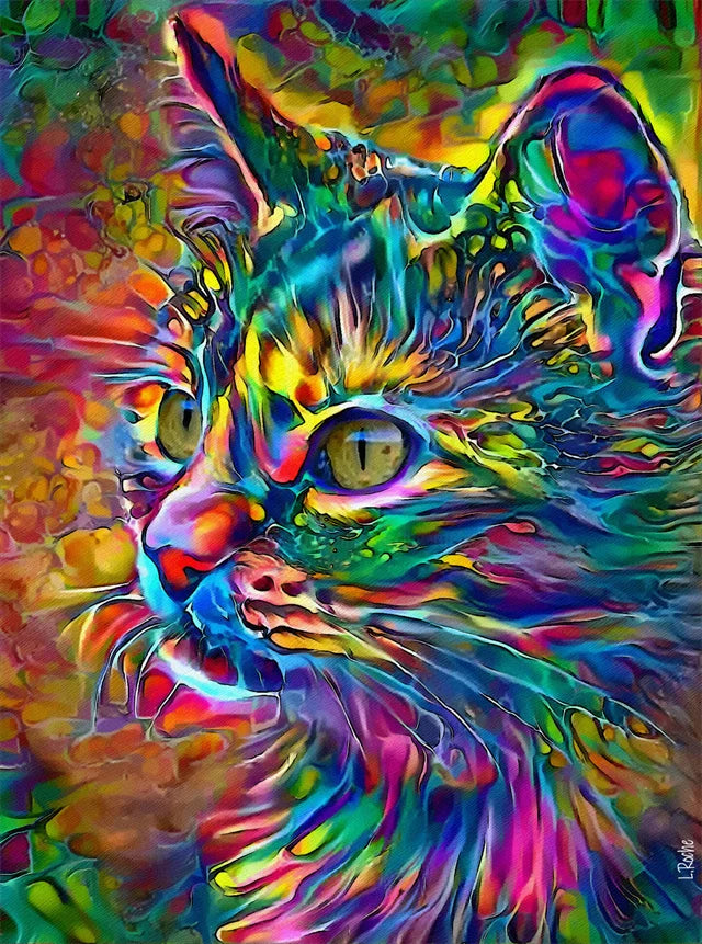 Abstract Colorful Pop Art Cat Canvas Wall Decor