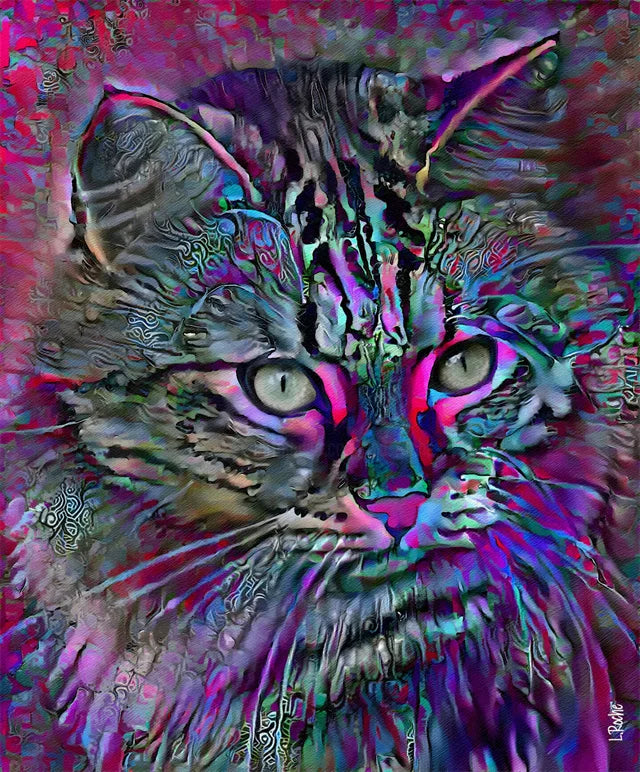 Abstract Colorful Pop Art Cat Canvas Wall Decor