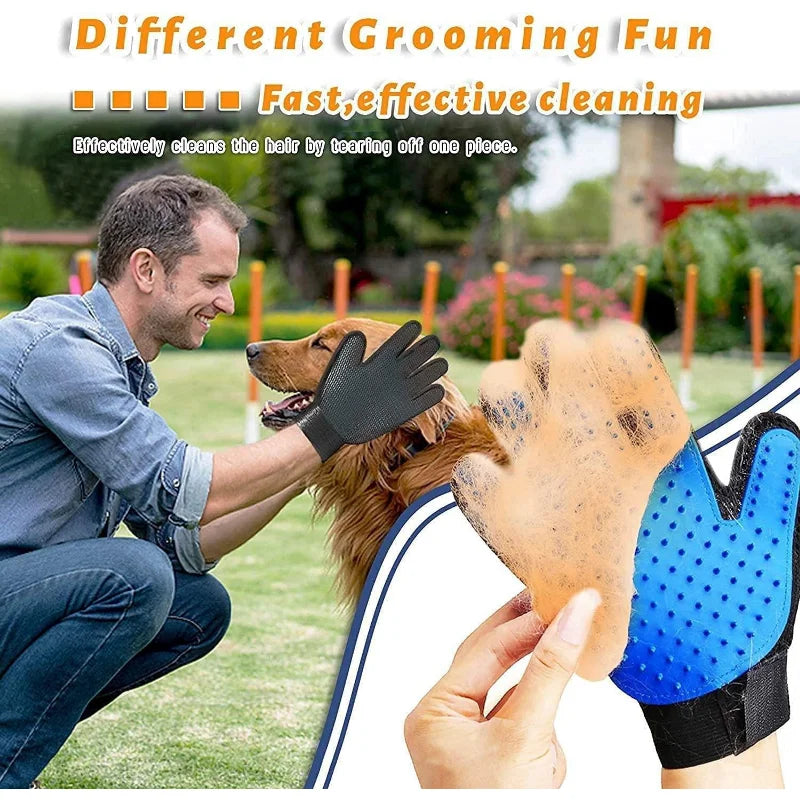 Pet Grooming Brush & Bath Glove for Dogs & Cats