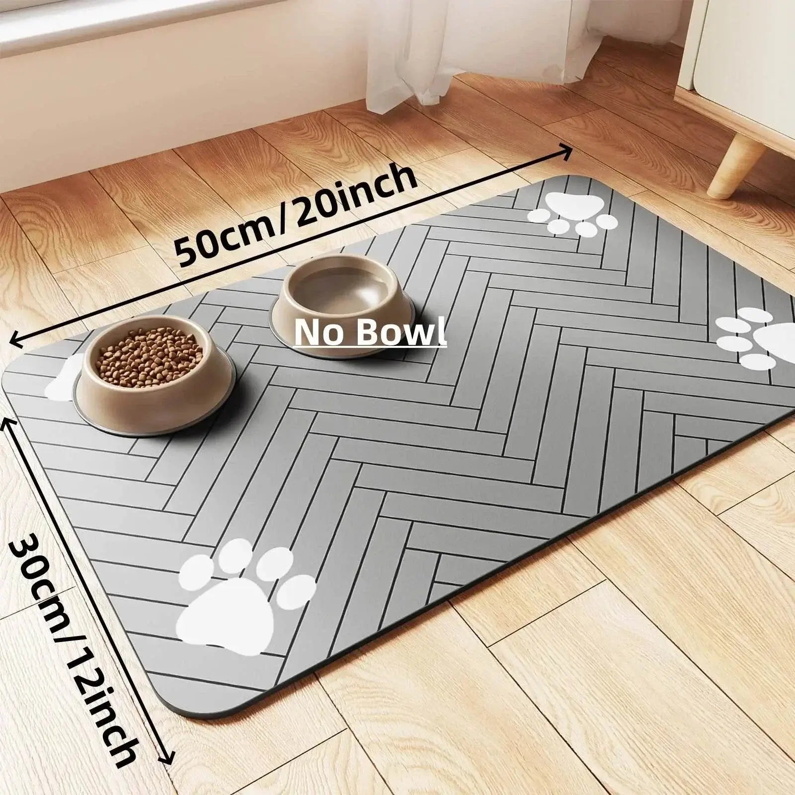 Pets Feeding Mat-Absorbent Waterproof Placemat for Food and Water Bowl