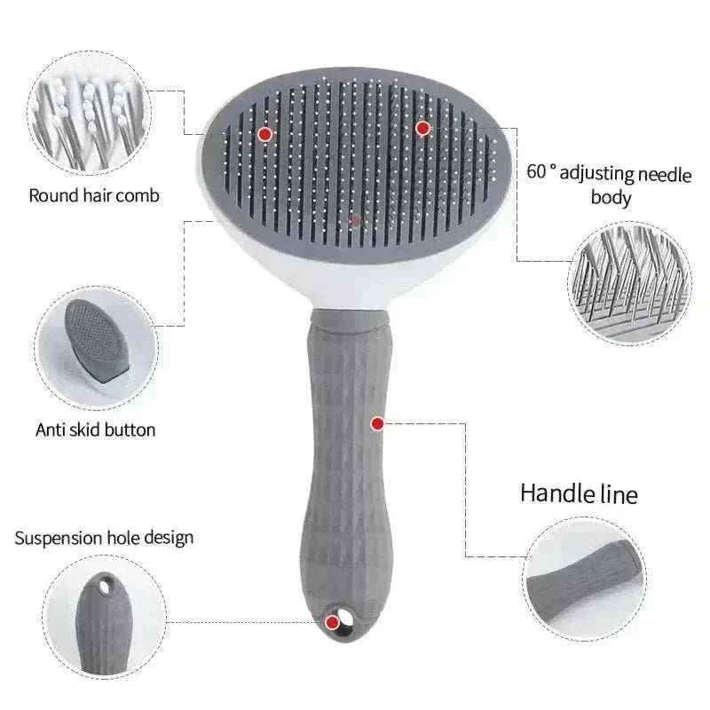 Dog Grooming Brush Massage Comb with Easy Clean FeatureThe Dog Grooming Brush Massage Comb with Easy Clean Feature is designed to gently remove loose hair while eliminating tangles, knots, dander, and trapped dirt. IdealHappy PawsHappy PawsDog Grooming Brush