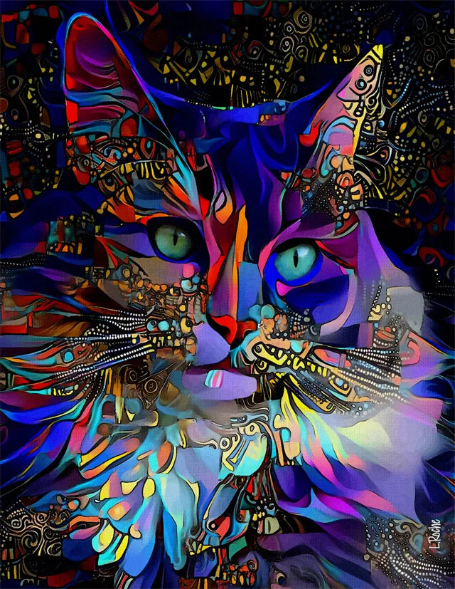 Abstract Colorful Pop Art Cat Canvas Wall Decor