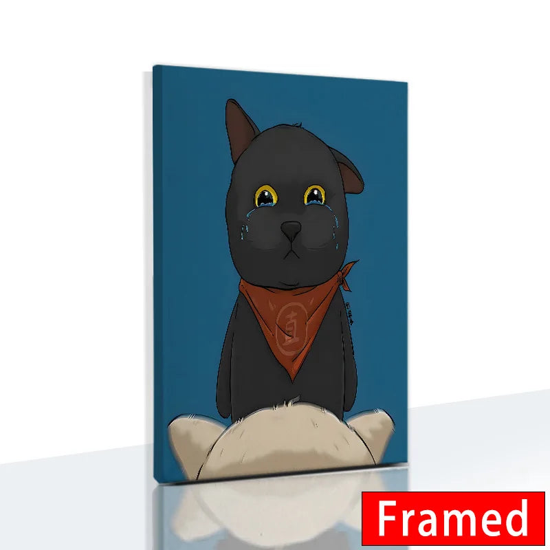 Funny Cute Cat Framed Canvas Wall Art