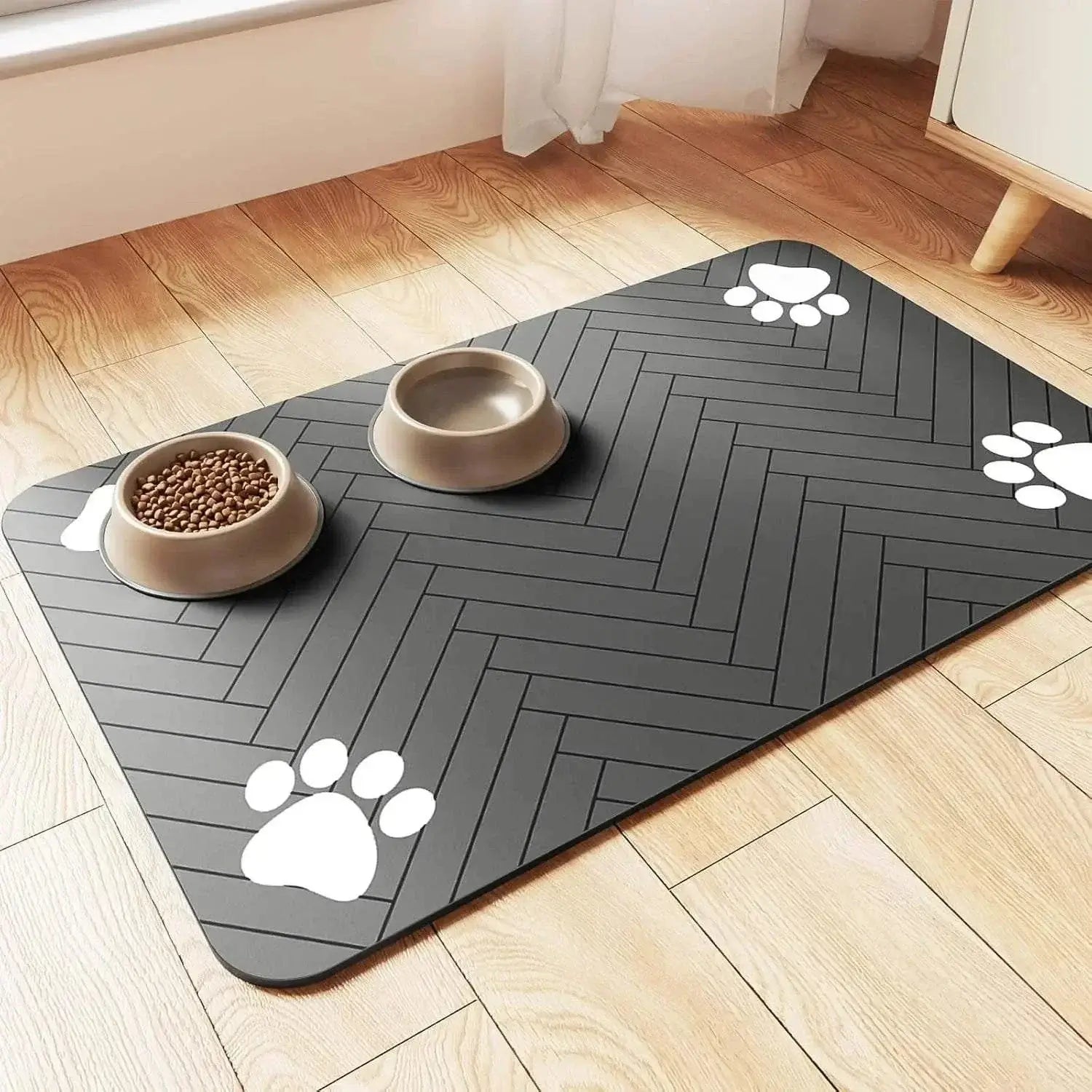 Pets Feeding Mat-Absorbent Waterproof Placemat for Food and Water Bowl