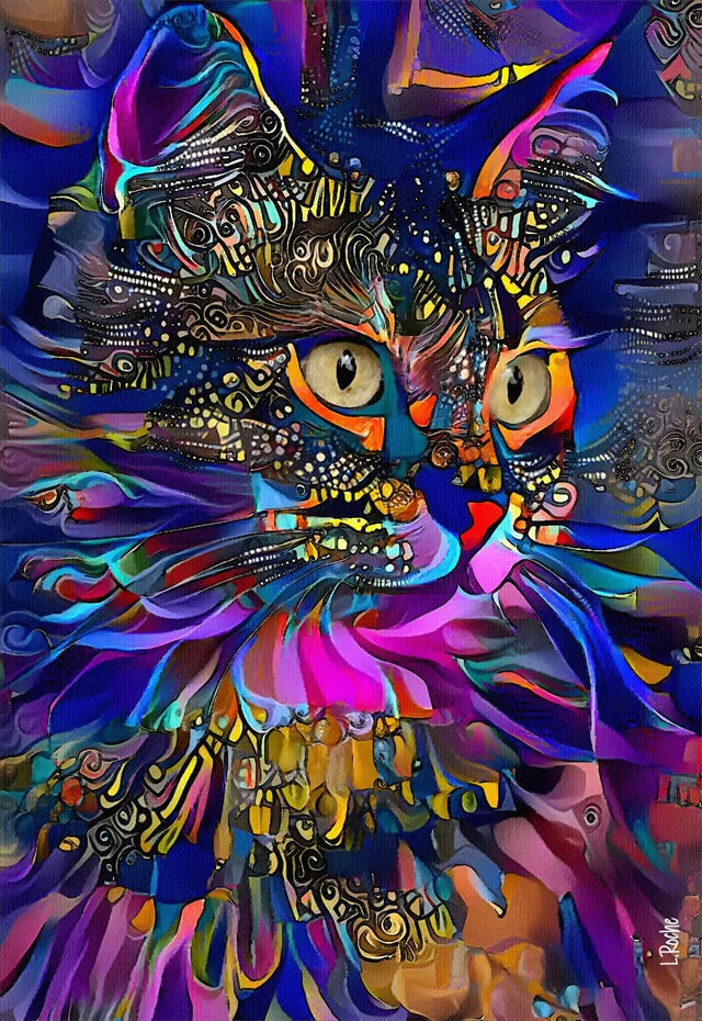 Abstract Colorful Pop Art Cat Canvas Wall Decor