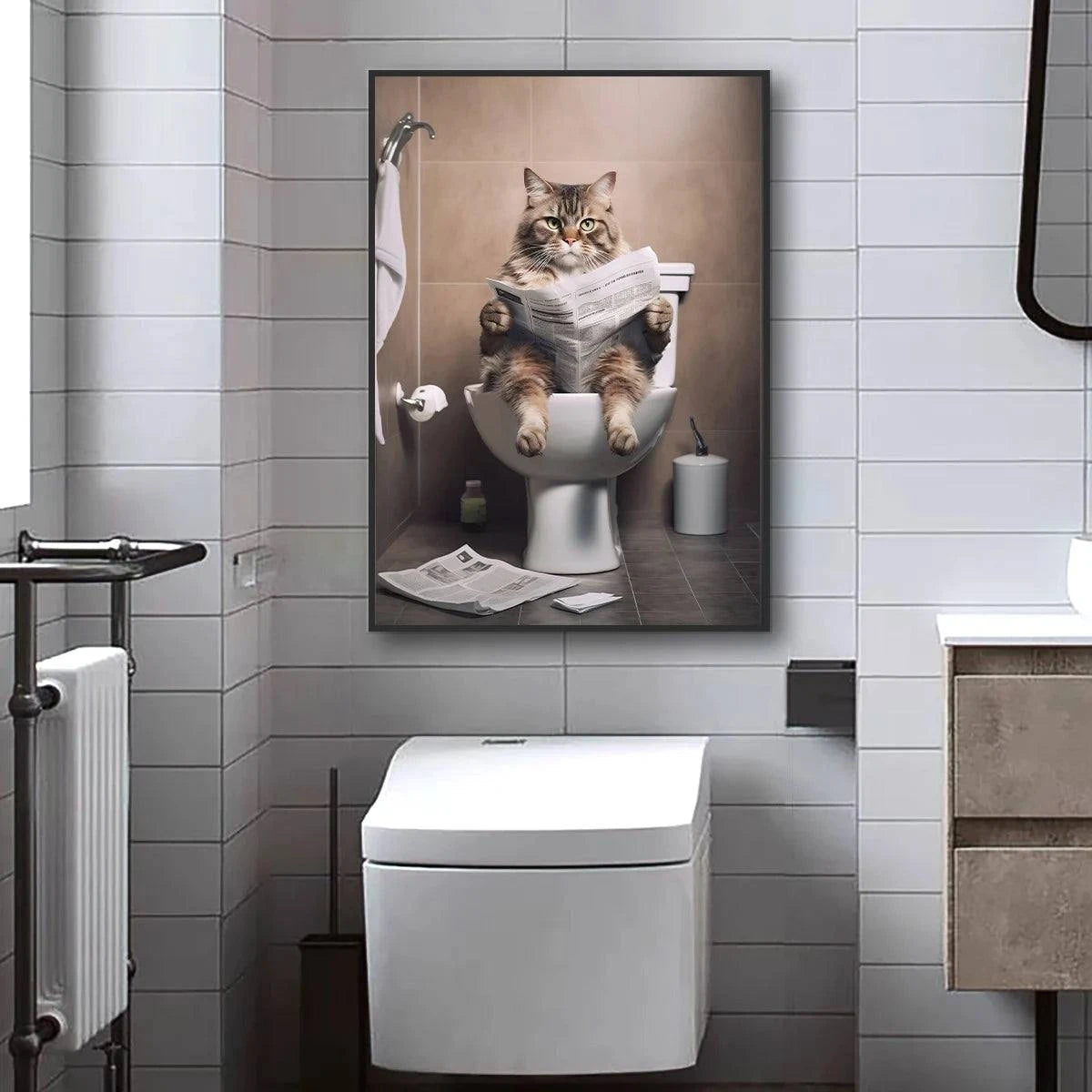 Funny Cat Canvas Wall Art for Bathroom Décor🐾 Bring Humor to Your Bathroom Walls
Turn your bathroom into a conversation starter with this Funny Cat Canvas Wall Art for Bathroom! Featuring a cute cat sitting oHappy PawsHappy PawsFunny Cat Canvas Wall Art