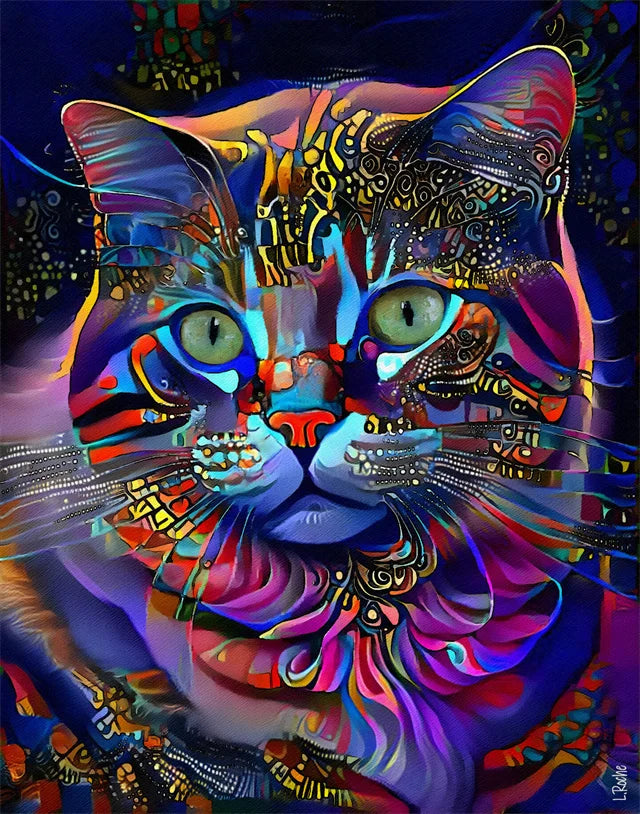 Abstract Colorful Pop Art Cat Canvas Wall Decor