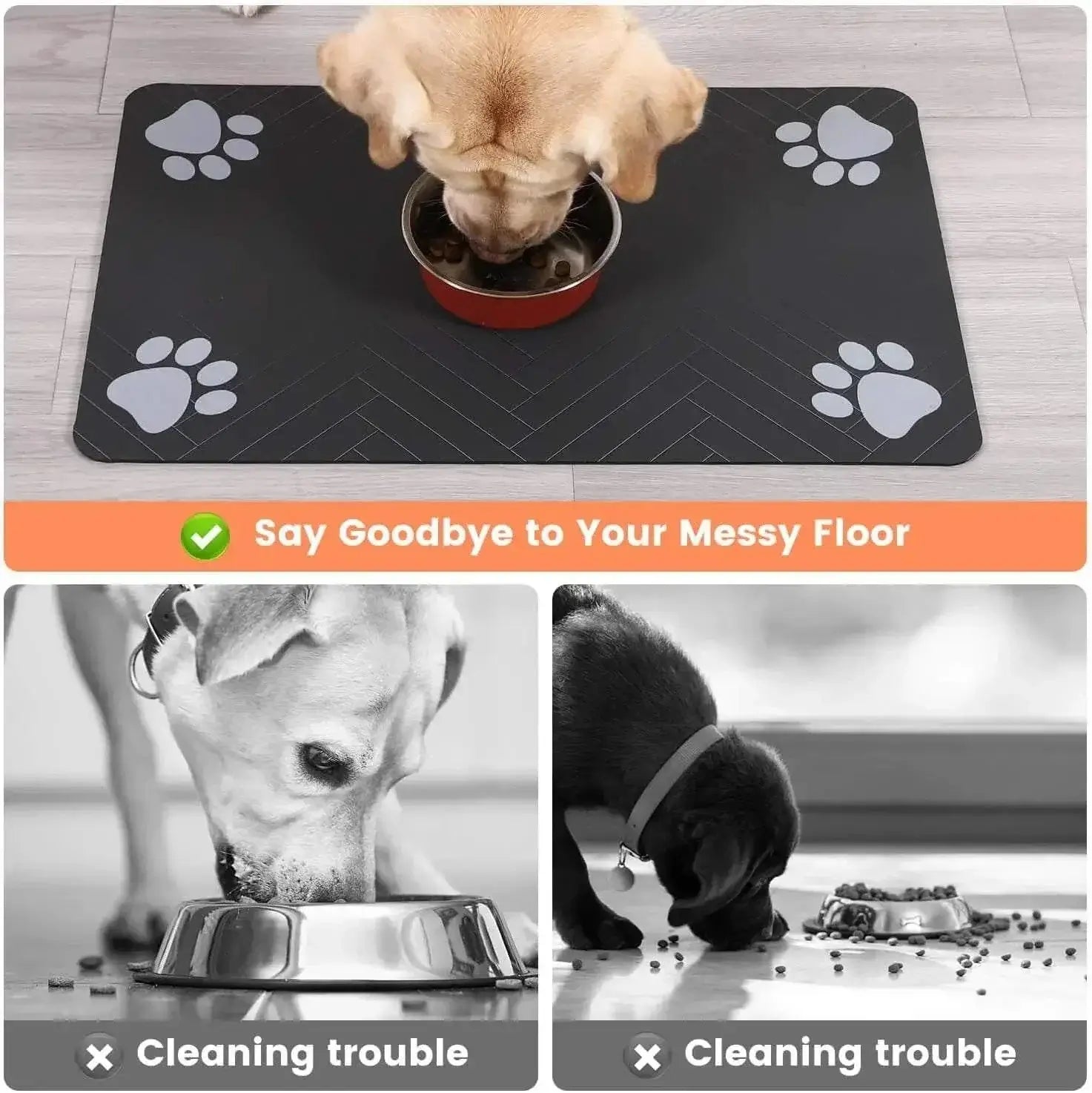 Pets Feeding Mat-Absorbent Waterproof Placemat for Food and Water Bowl