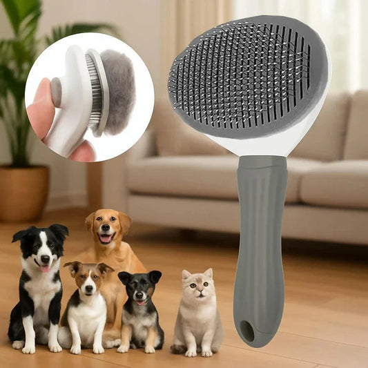 Dog Grooming Brush Massage Comb with Easy Clean FeatureThe Dog Grooming Brush Massage Comb with Easy Clean Feature is designed to gently remove loose hair while eliminating tangles, knots, dander, and trapped dirt. IdealHappy PawsHappy PawsDog Grooming Brush