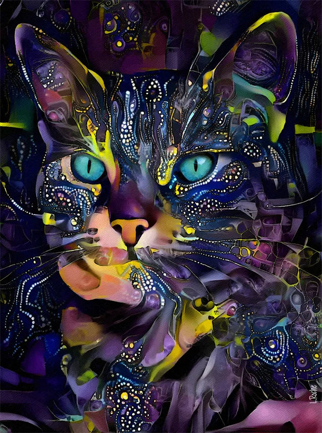 Abstract Colorful Pop Art Cat Canvas Wall Decor