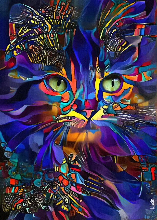 Abstract Colorful Pop Art Cat Canvas Wall Decor