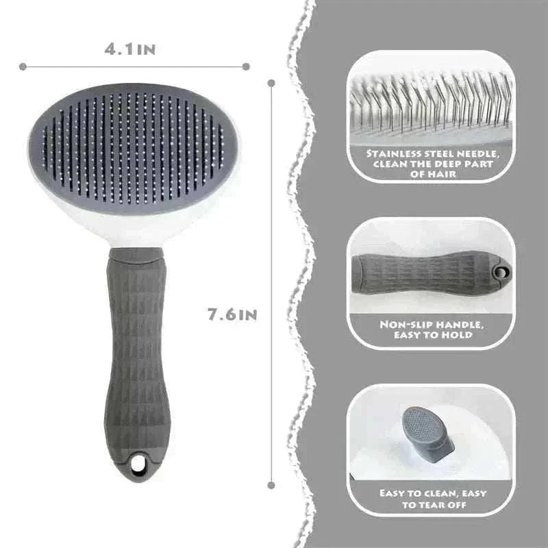 Dog Grooming Brush Massage Comb with Easy Clean FeatureThe Dog Grooming Brush Massage Comb with Easy Clean Feature is designed to gently remove loose hair while eliminating tangles, knots, dander, and trapped dirt. IdealHappy PawsHappy PawsDog Grooming Brush