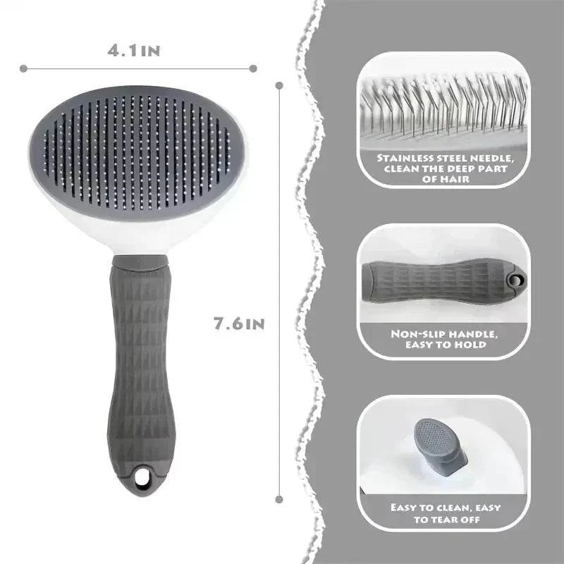 Dog Grooming Brush Massage Comb with Easy Clean FeatureThe Dog Grooming Brush Massage Comb with Easy Clean Feature is designed to gently remove loose hair while eliminating tangles, knots, dander, and trapped dirt. IdealHappy PawsHappy PawsDog Grooming Brush