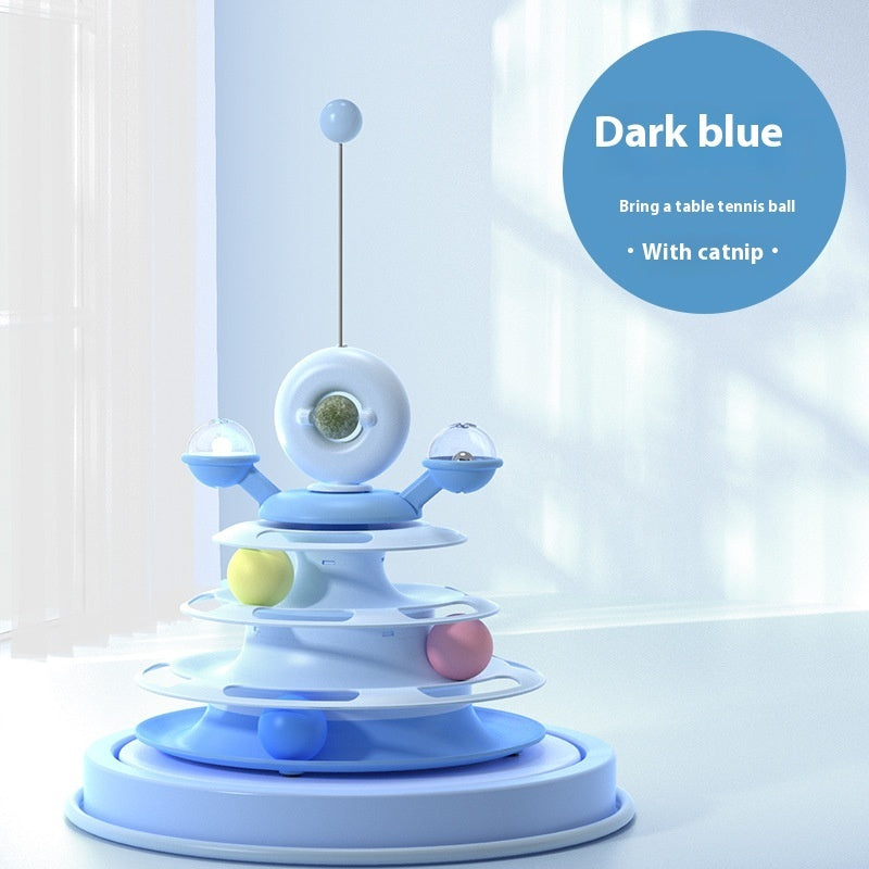 4-Level Cat Toy Tower with Interactive Rolling Balls