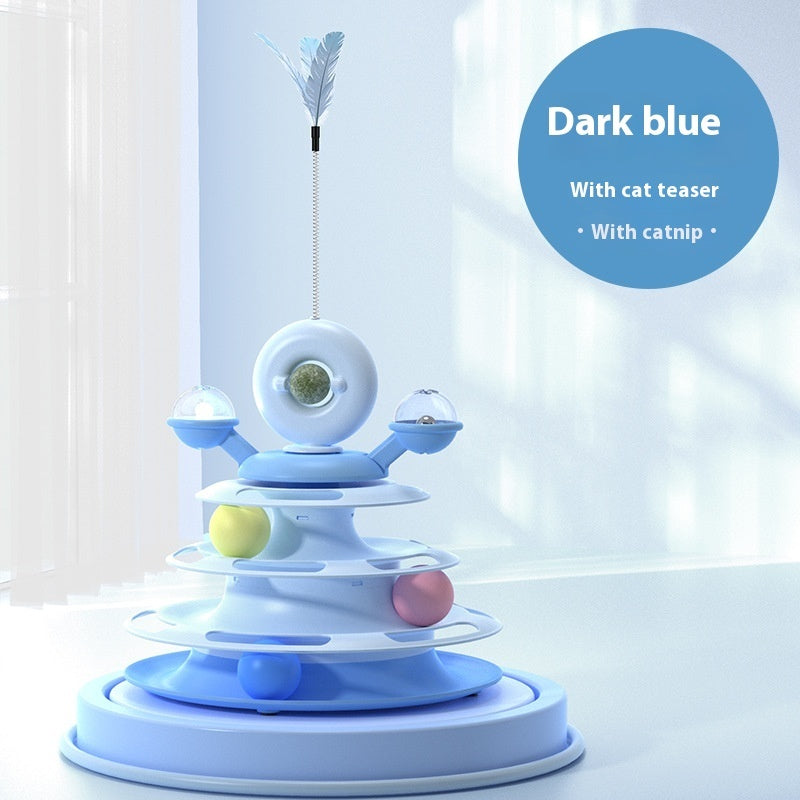 4-Level Cat Toy Tower with Interactive Rolling Balls