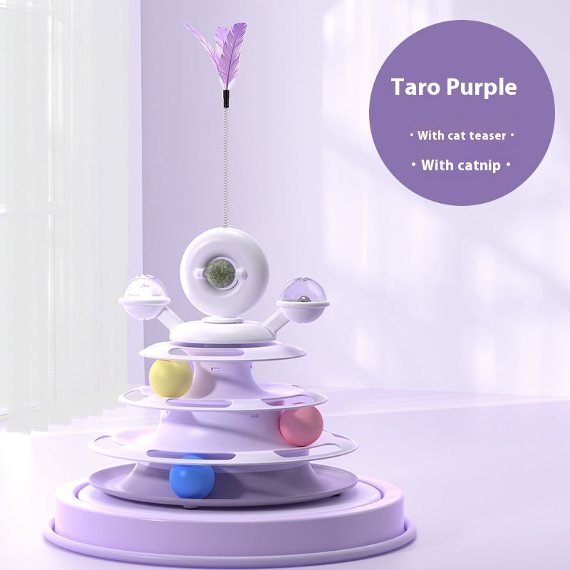 4-Level Cat Toy Tower with Interactive Rolling Balls